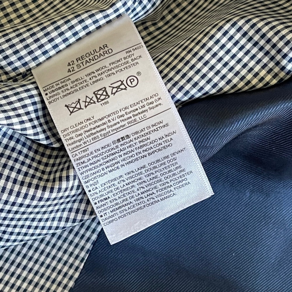 Banana Republic Blazer Mens Wool 42R Navy Blue Modern Slim Fit Italian Fabric - Picture 6 of 12